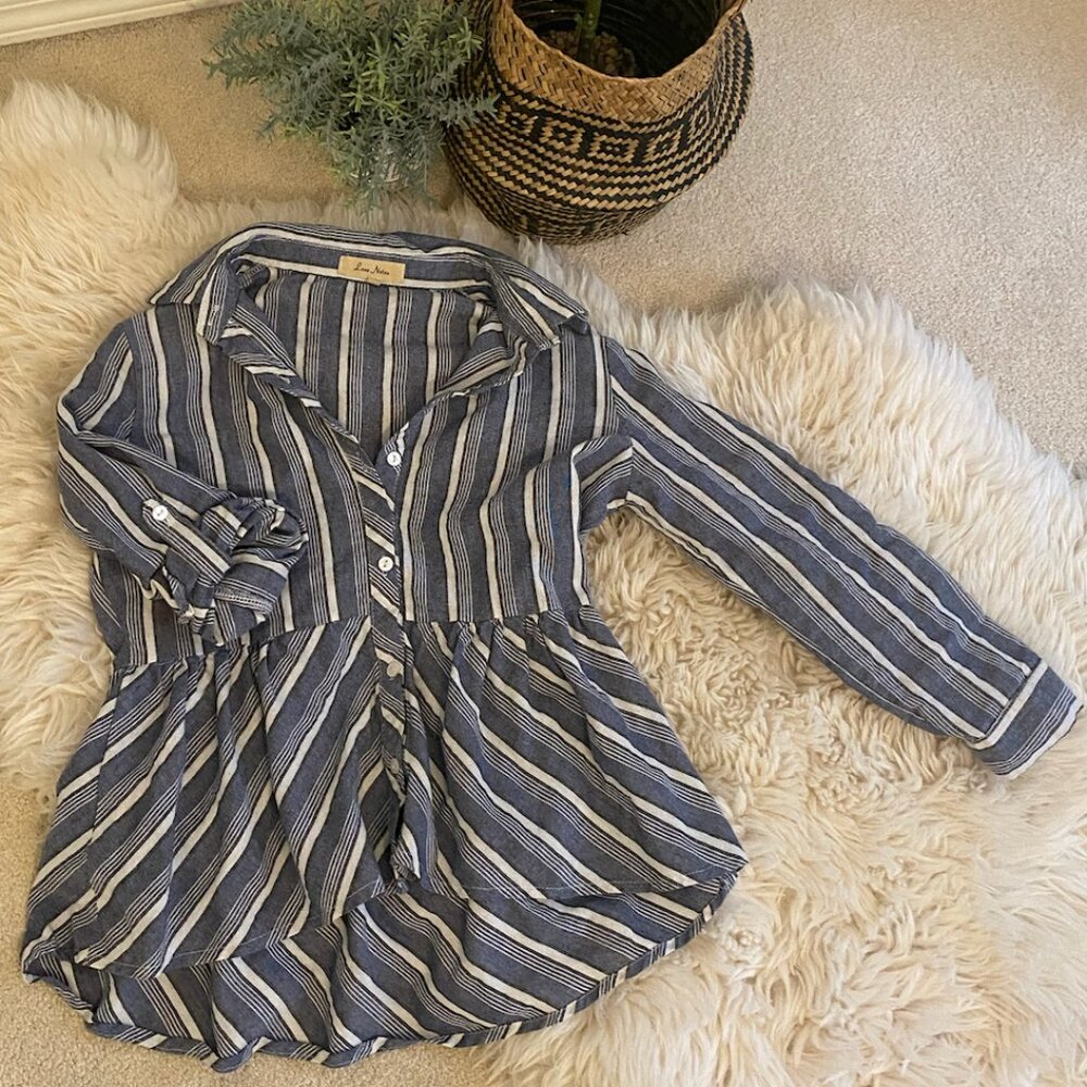 Love Notes Striped Peplum Blouse Medium Boho Coastal from Anthropologie